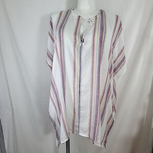 Uncommon Sense Striped COVERUP Womens Size S/M Multicolor Linen Blend  Beach NWT